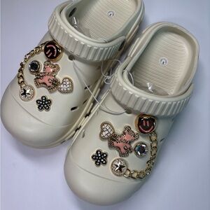 Stylish Cream Kids Clogs with Charms